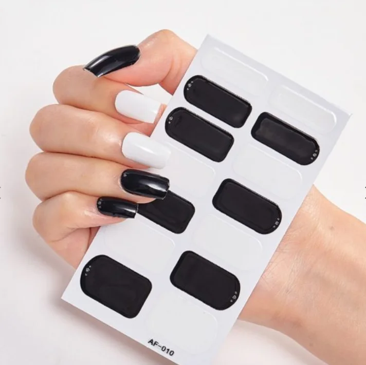 Frexos black-white semicured uv gel nail stickers kit — Zoovio