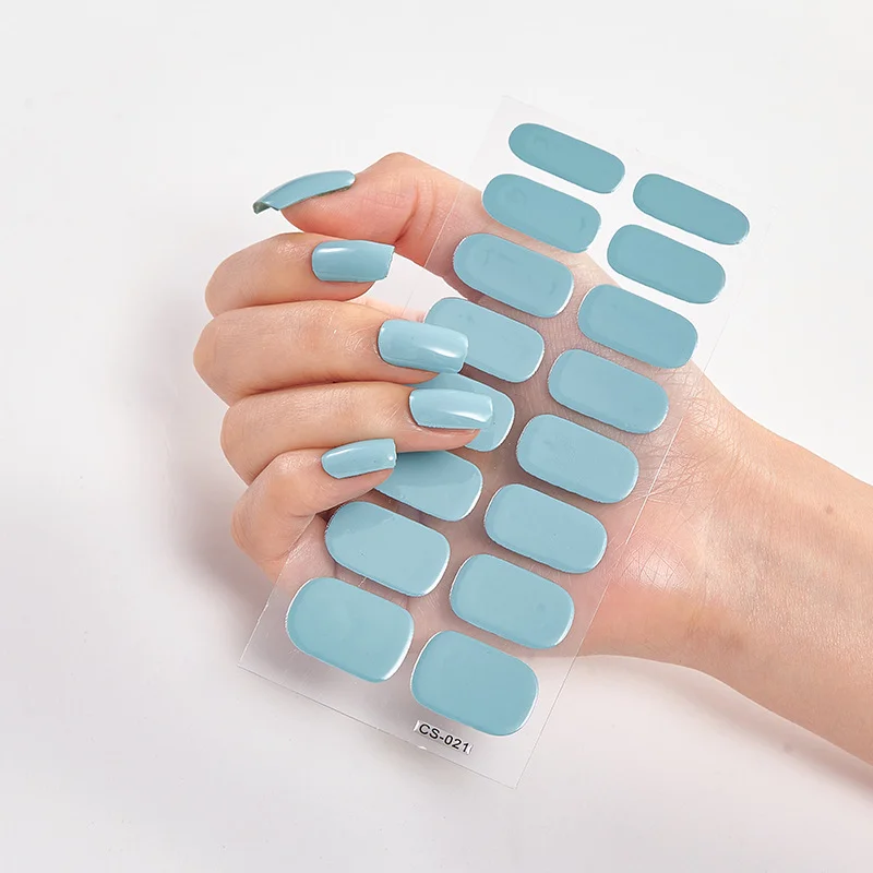 Frexos dark-tan-blue semicured uv gel nail stickers kit — Zoovio