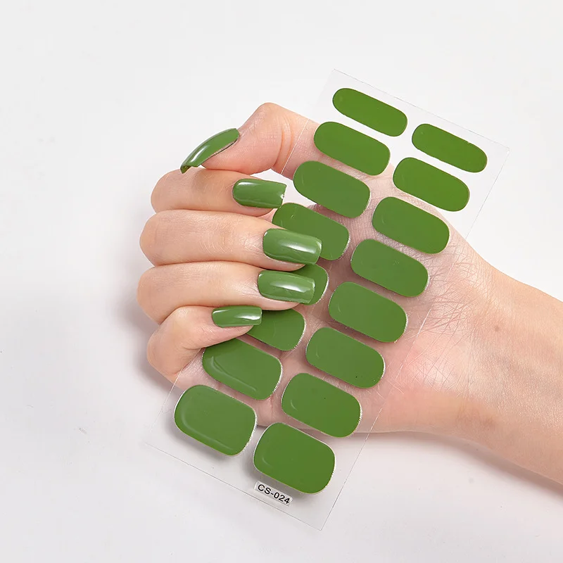 Frexos dark-green semicured uv gel nail stickers kit — Zoovio