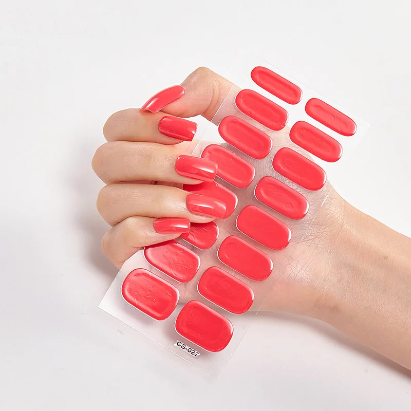 Frexos tinged red-pink semicured UV gel nail stickers kit — Zoovio