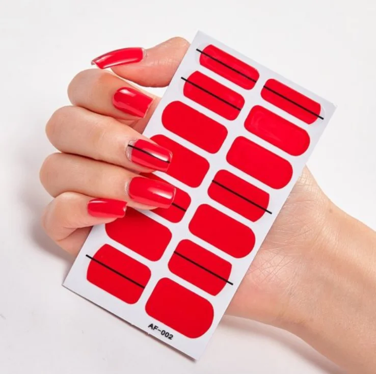Frexos Red black lined  semicured uv gel nail stickers kit — Zoovio