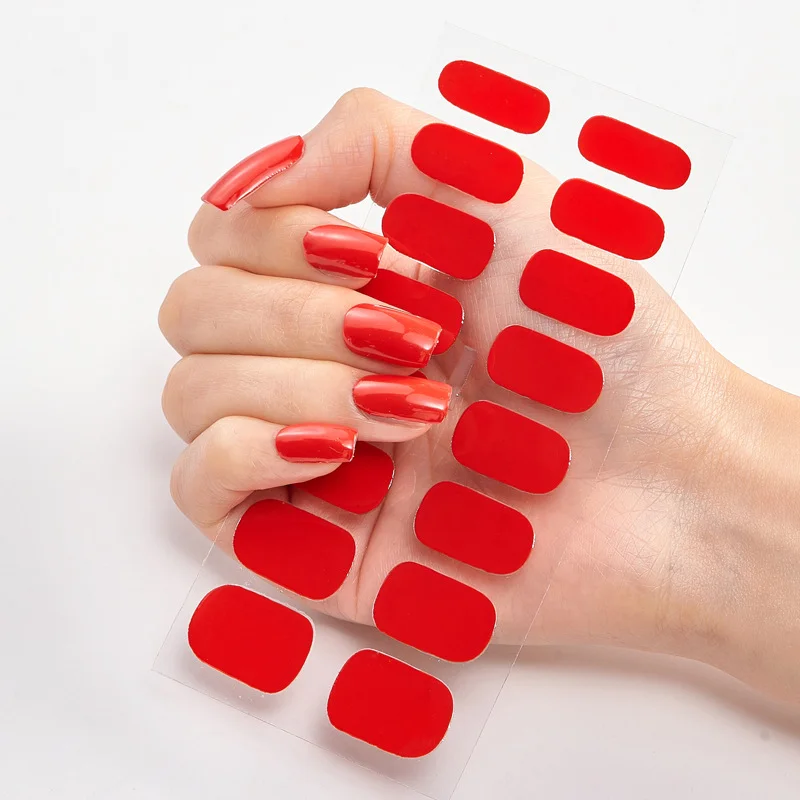 Frexos red bright-red semicured uv gel nail stickers kit — Zoovio