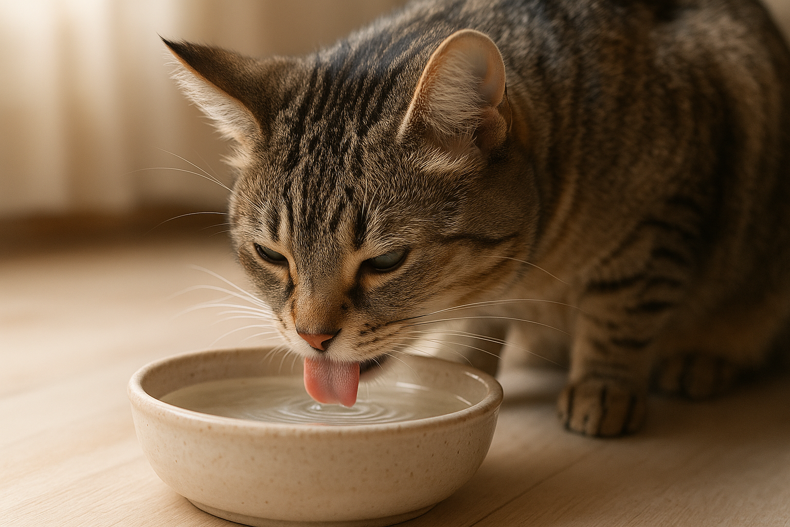 Cat drink water in a bowl
